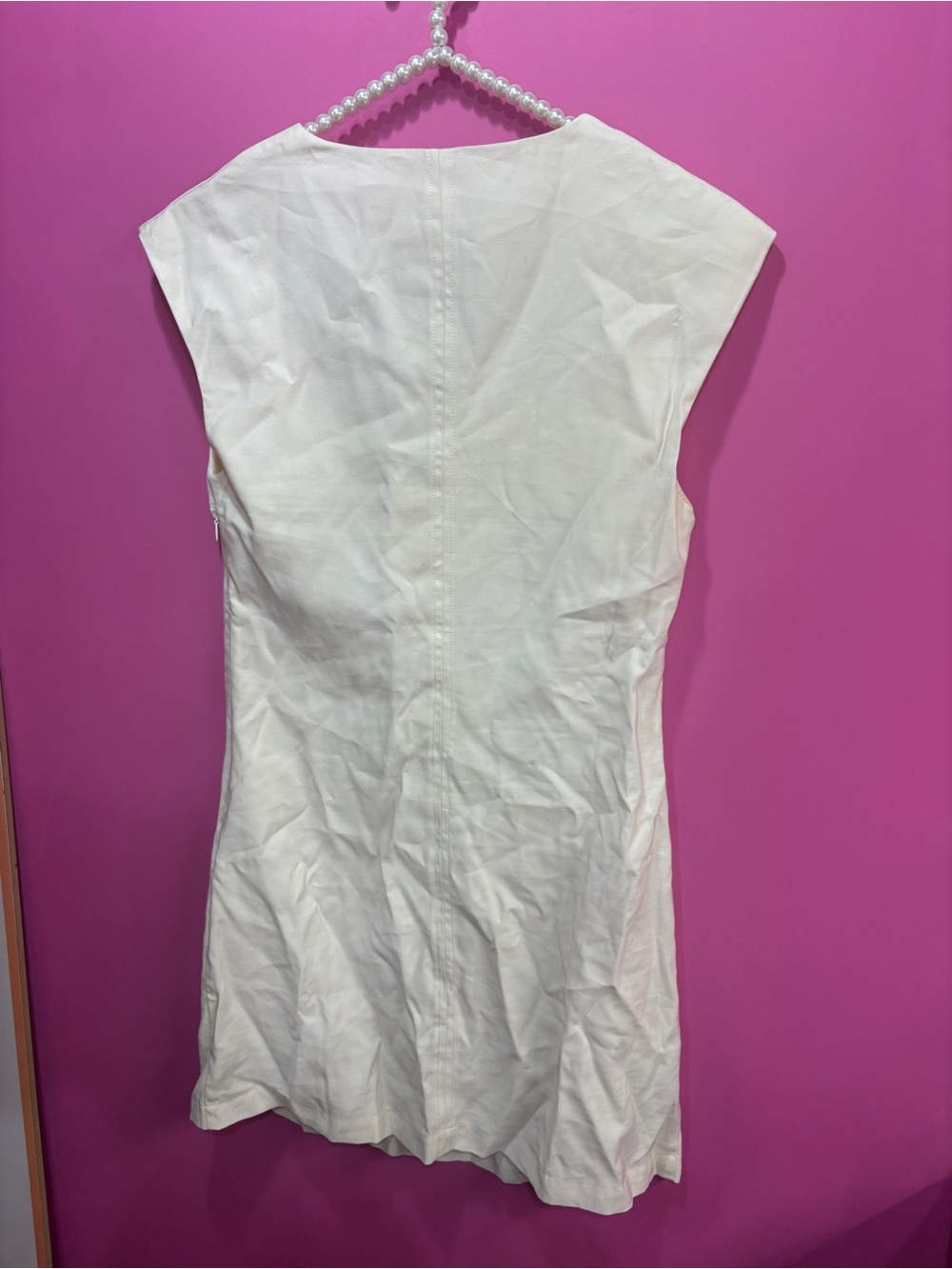 Mango V-Neck Short Sleeve White Mini Dress - Picture 4 of 5